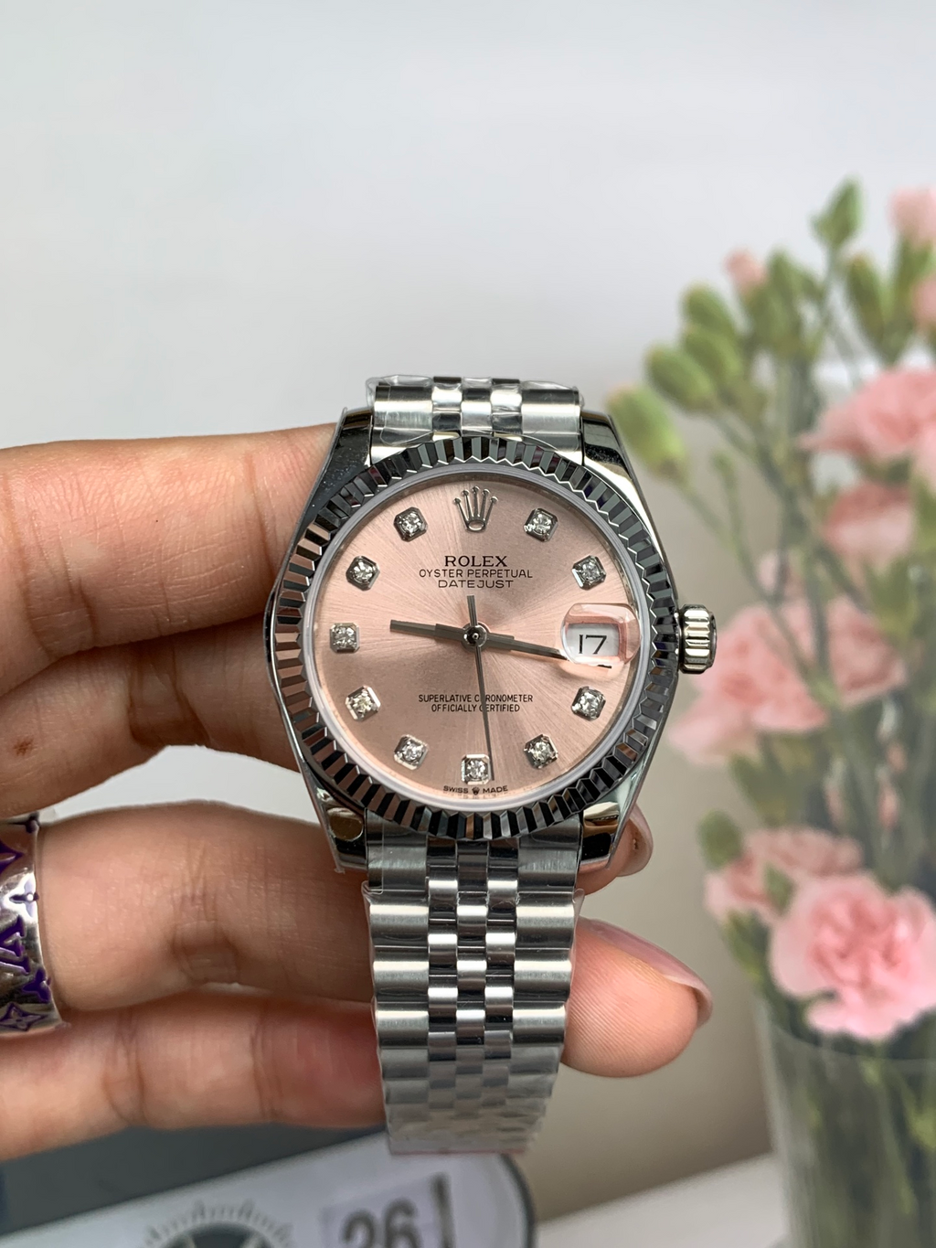 Rolex Datejust 31mm Women's  – Pink Dial – Diamond Markers