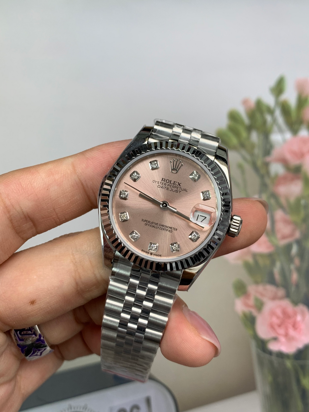 Rolex Datejust 31mm Women's  – Pink Dial – Diamond Markers