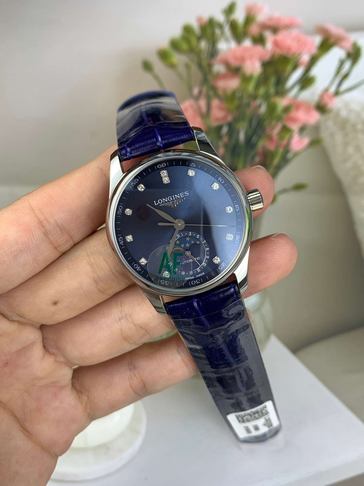 Longines Master Collection Moonphase 40mm – Blue Dial – Diamond Hour Markers – Swiss Automatic Watch