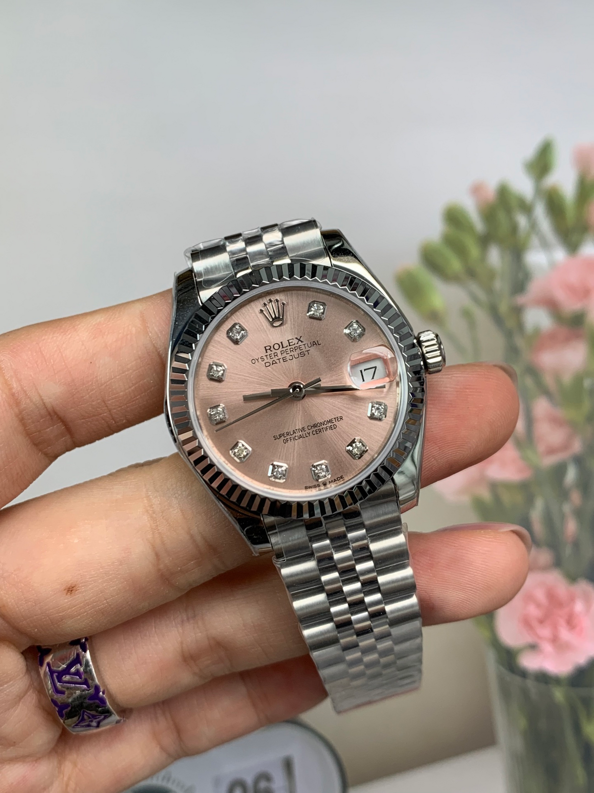 Rolex Datejust 31mm Women's  – Pink Dial – Diamond Markers