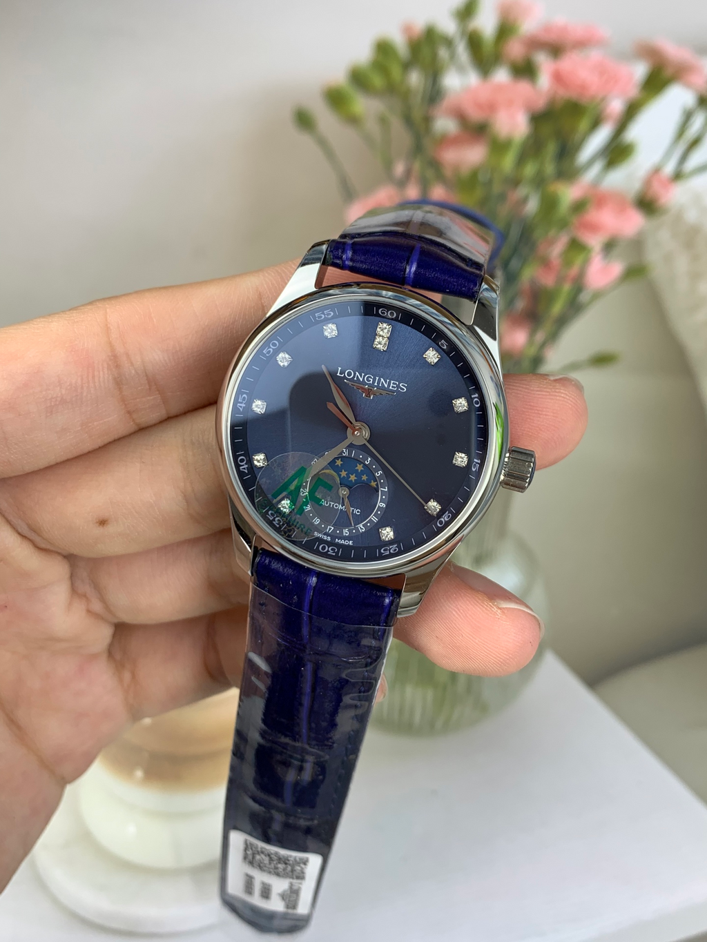 Longines Master Collection Moonphase 40mm – Blue Dial – Diamond Hour Markers – Swiss Automatic Watch