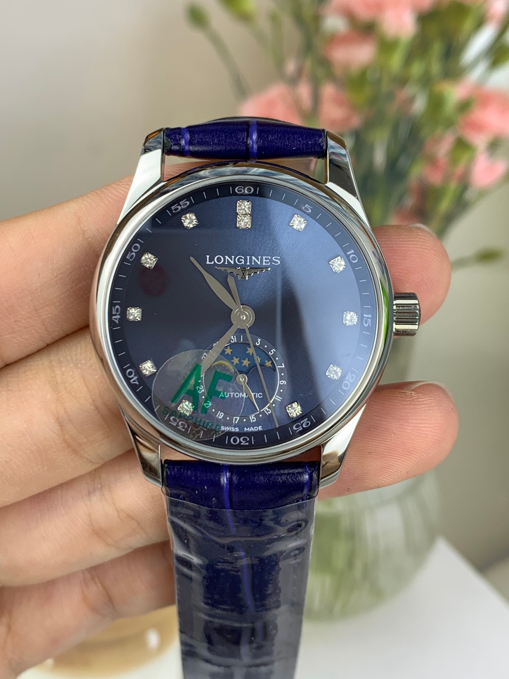 Longines Master Collection Moonphase 40mm – Blue Dial – Diamond Hour Markers – Swiss Automatic Watch