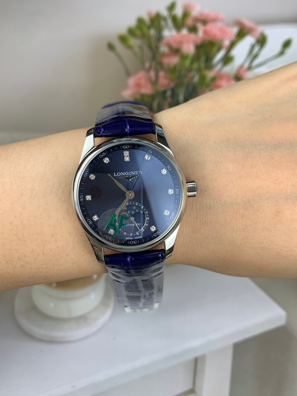 Longines Master Collection Moonphase 40mm – Blue Dial – Diamond Hour Markers – Swiss Automatic Watch