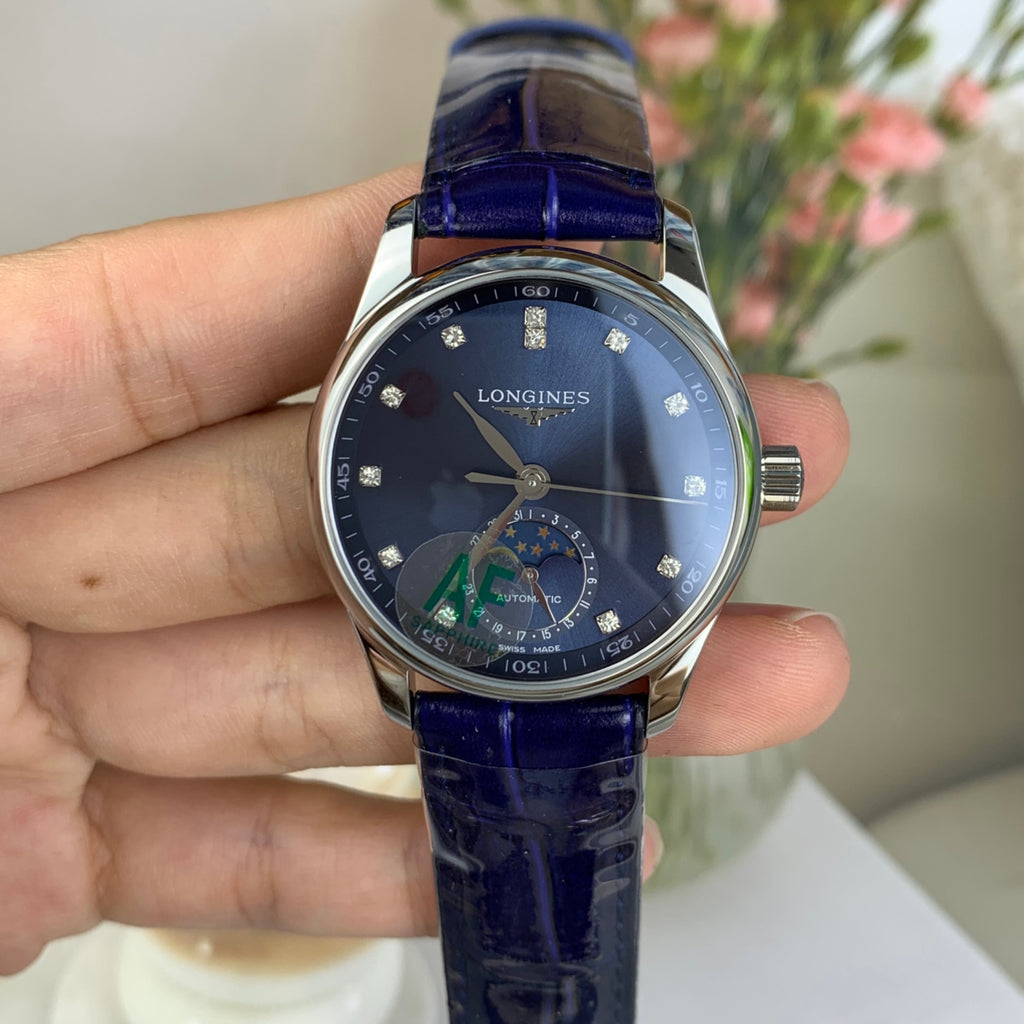 Longines Master Collection Moonphase 40mm – Blue Dial – Diamond Hour Markers – Swiss Automatic Watch