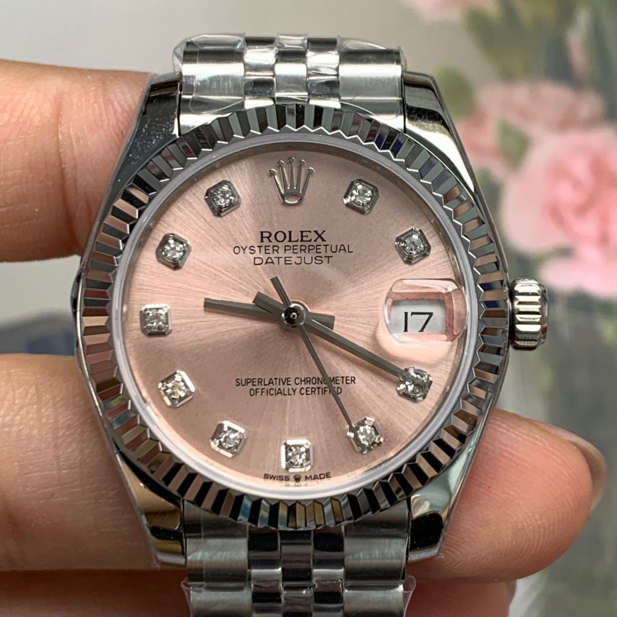 Rolex Datejust 31mm Women's  – Pink Dial – Diamond Markers