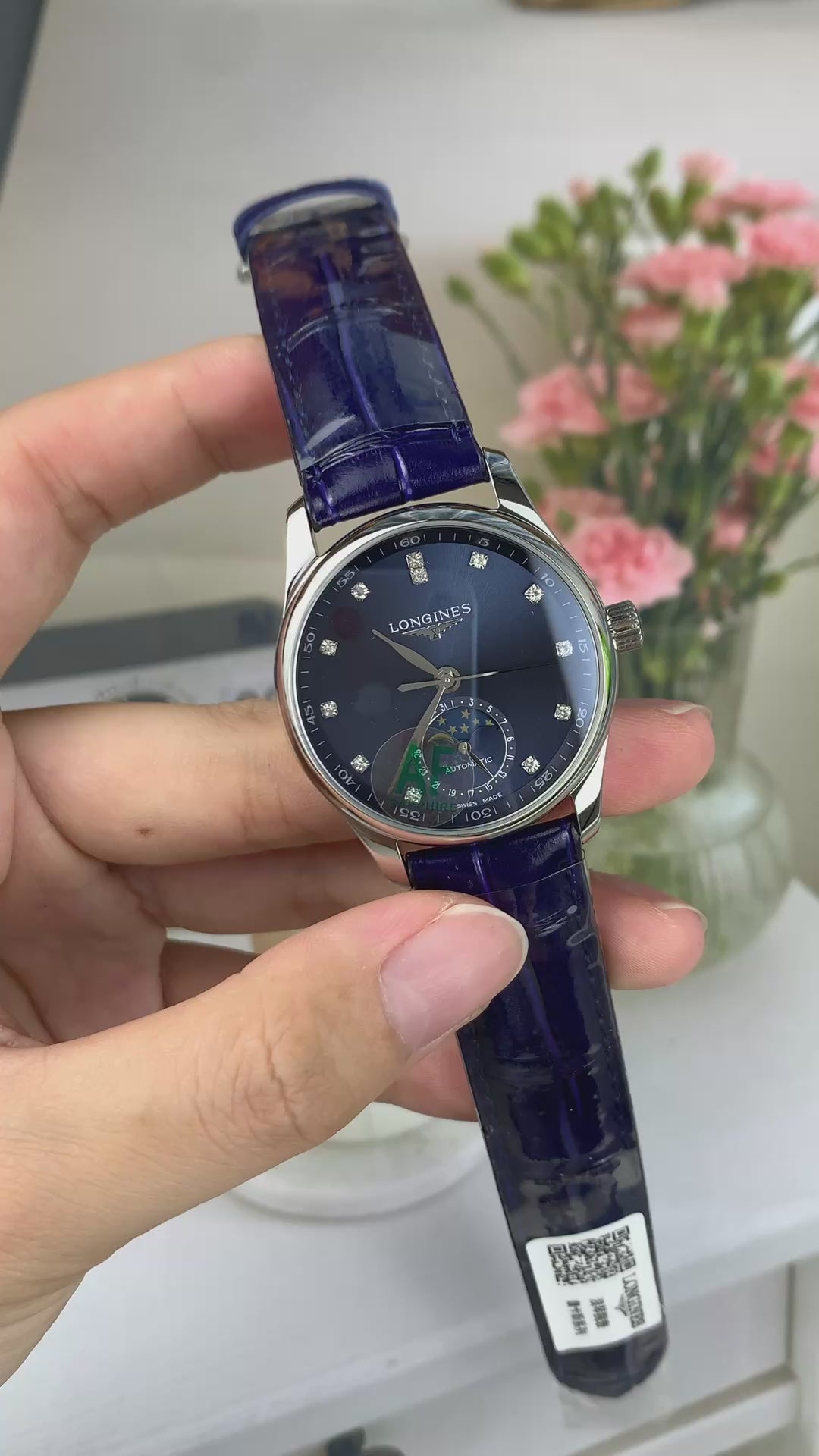 Longines Master Collection Moonphase 40mm – Blue Dial – Diamond Hour Markers – Swiss Automatic Watch