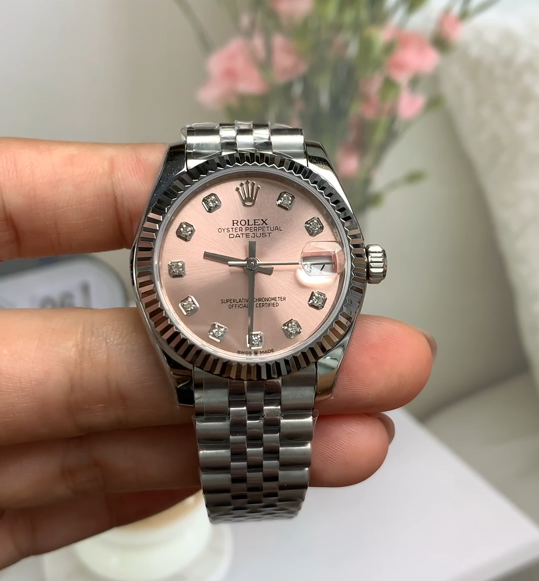 Rolex Datejust 31mm Women's  – Pink Dial – Diamond Markers